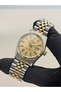 36mm • 1979 Rolex DateJust ref.16013 cal.3035 Champagne Dial 18k Gold Bezel Automatic